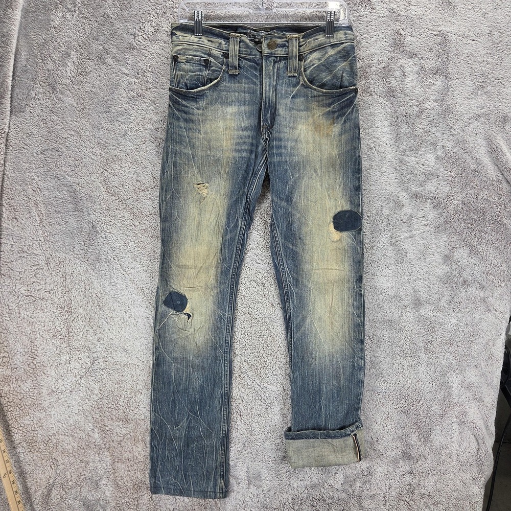 Levis 541 Jeans Mens Blue Selvedge Thrashed Honeycomb Patched Fits 28x32